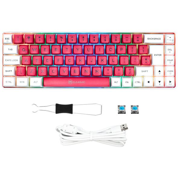 Tastierë Gaming GAMIAC TKL69G SF 65% / Mekanike / Kailh Blue Switches / RGB / USB-C - Bardhë/Kuqe 3
