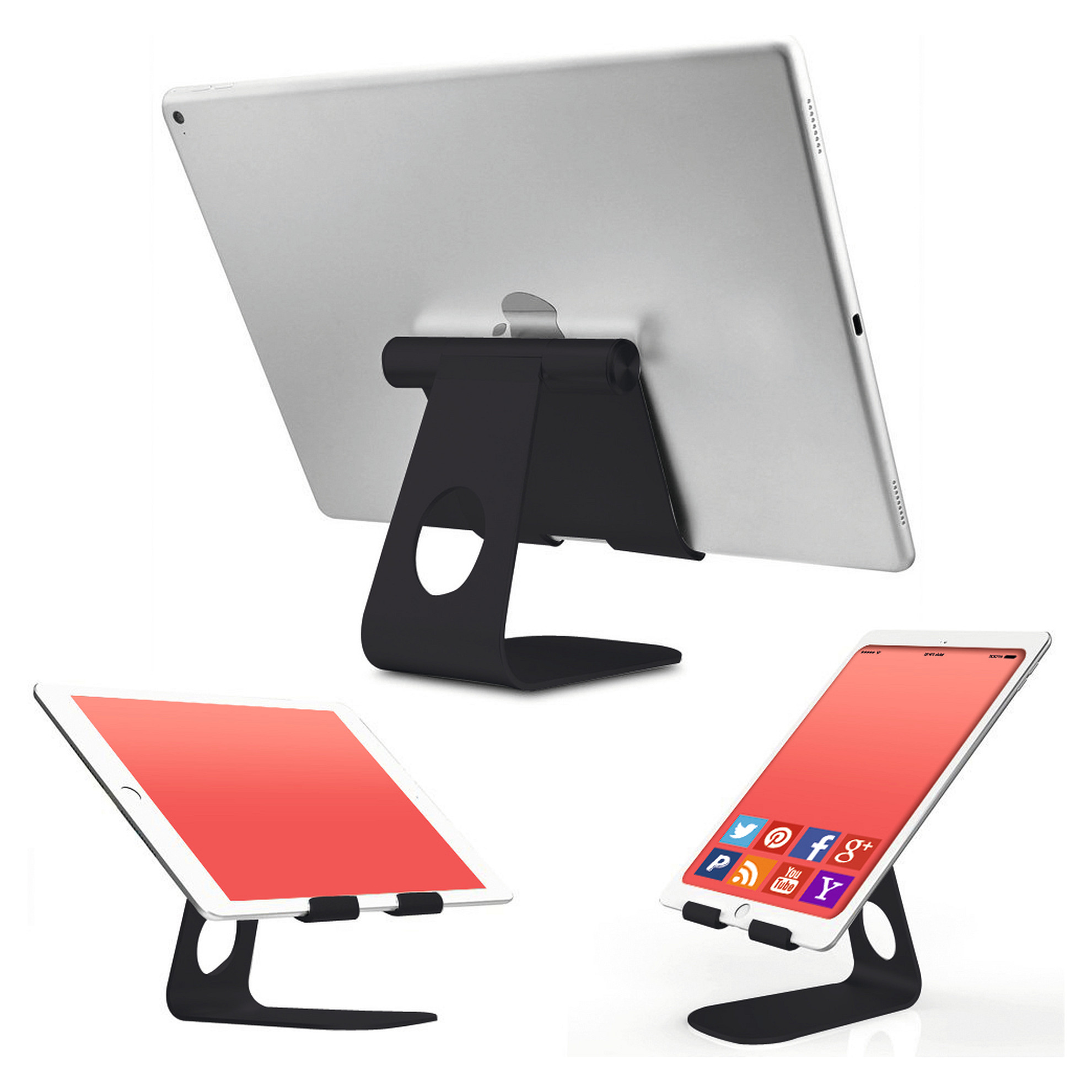 Aksesorë për Tabletë TerraTec iTab M / Mbajtëse Tavoline / 3.5–10" – Zezë/Argjend 2