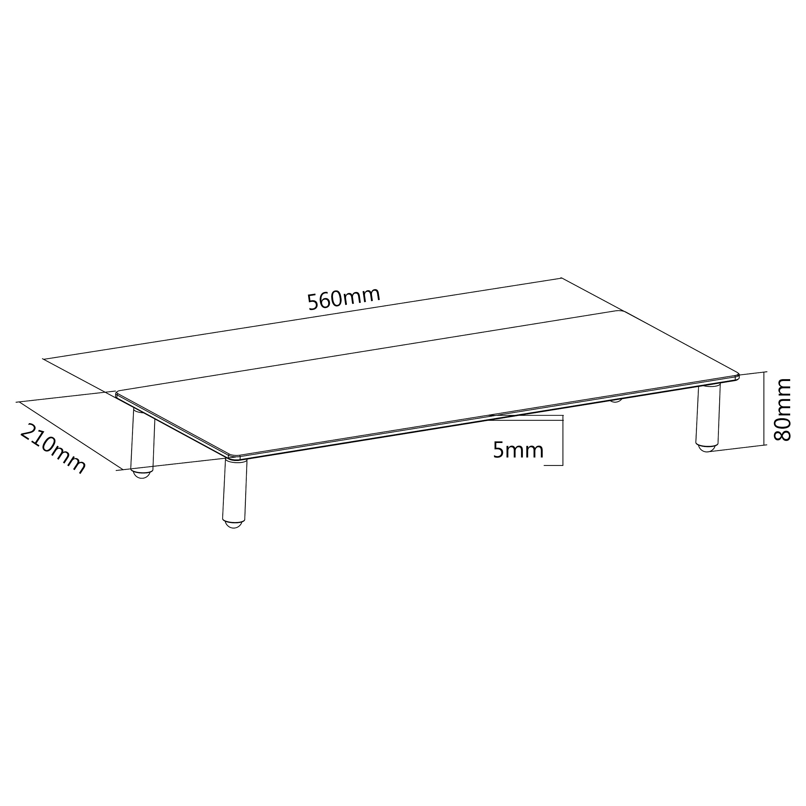 Mbajtëse për Monitor Equip 650882 / 1 Monitor / deri 20kg / 560x210x80mm / Xham i Temperuar - Transparente 8