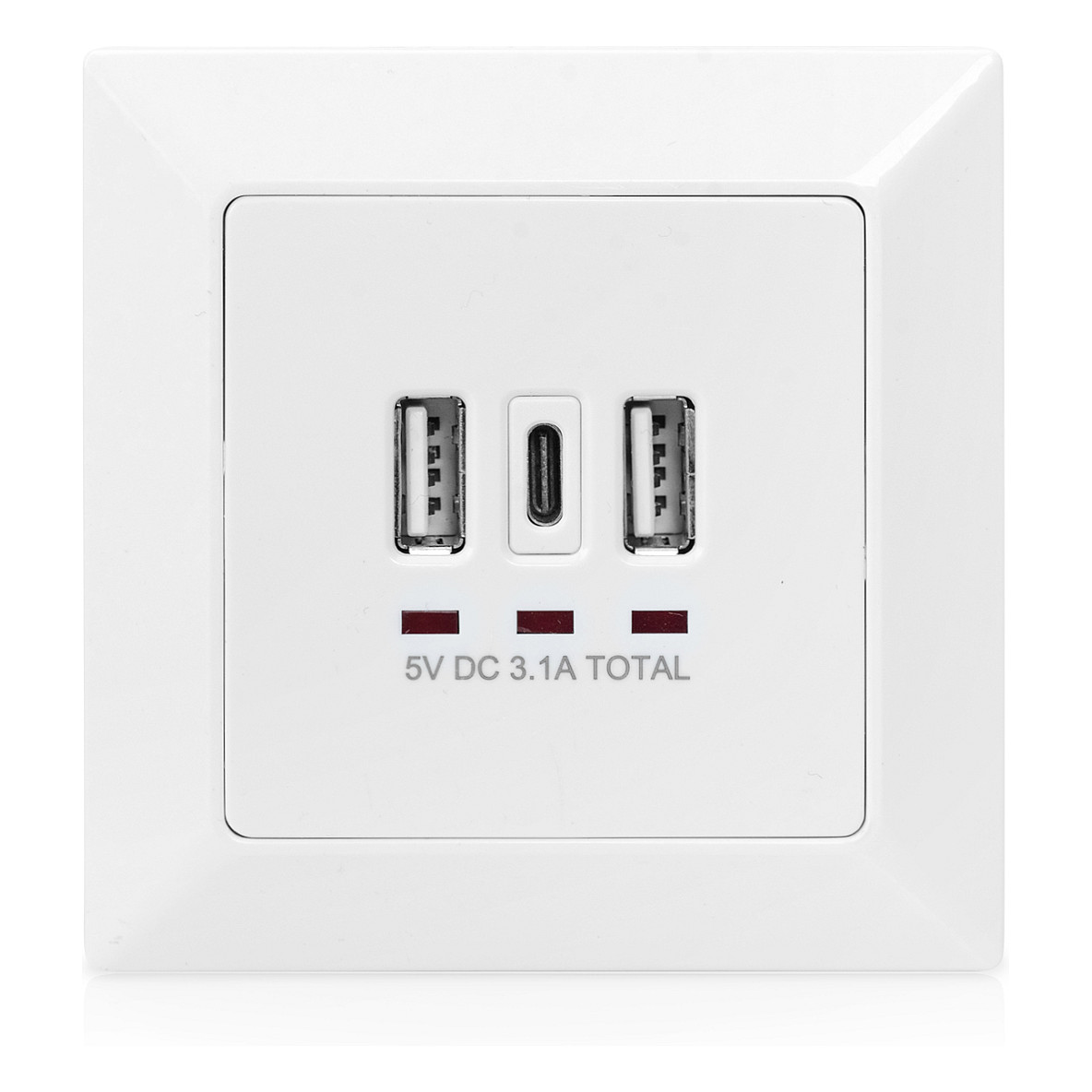 Adapter USB DIGITUS In‑Wall Charging Socket 2x USB‑A + 1x USB Type‑C - Bardhë thumbnail 3