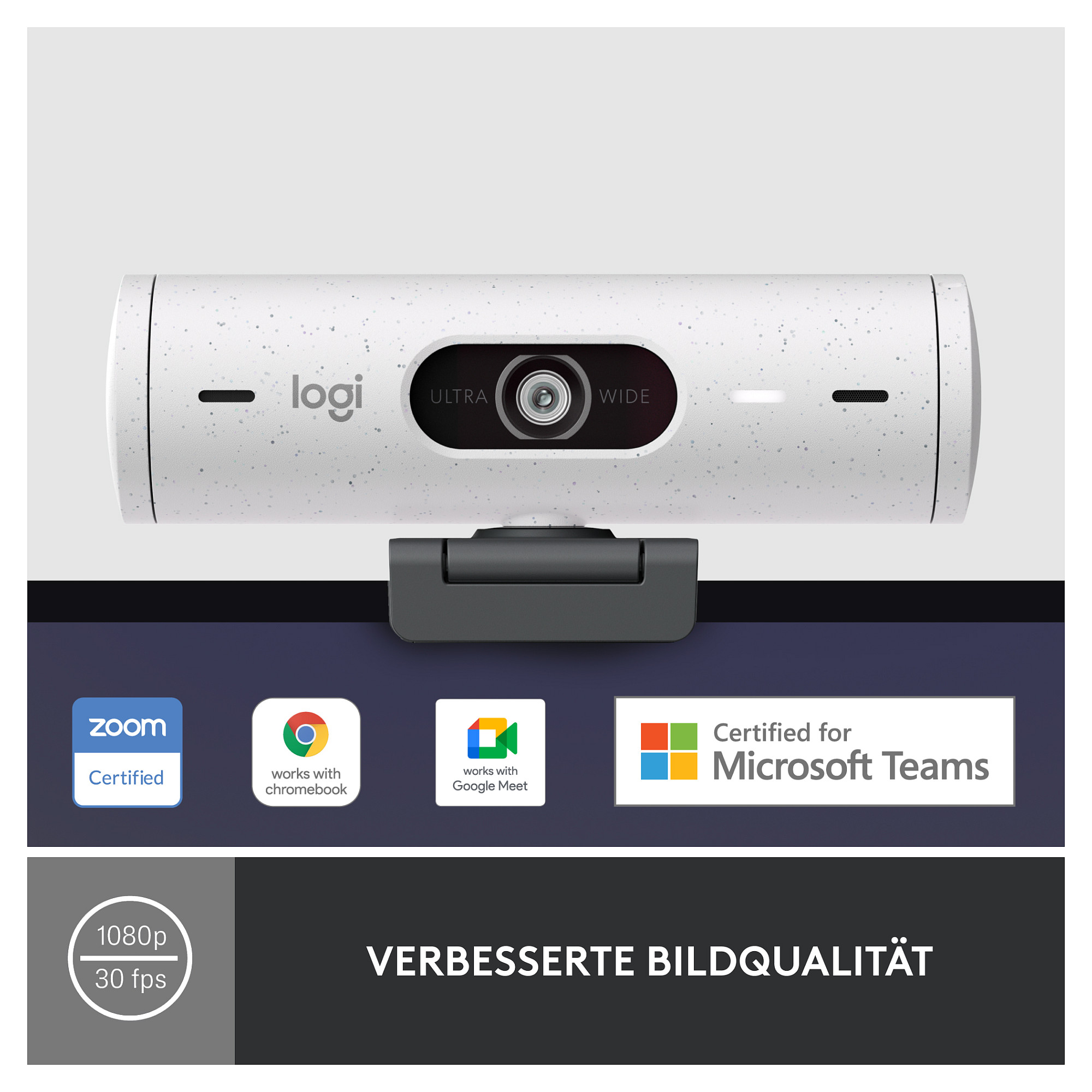 Webcam Logitech Brio 500 / 960-001428 / Full HD 1080p / 4MP / Autofokus / 2x Mikrofon / USB-C – Bardhë 9
