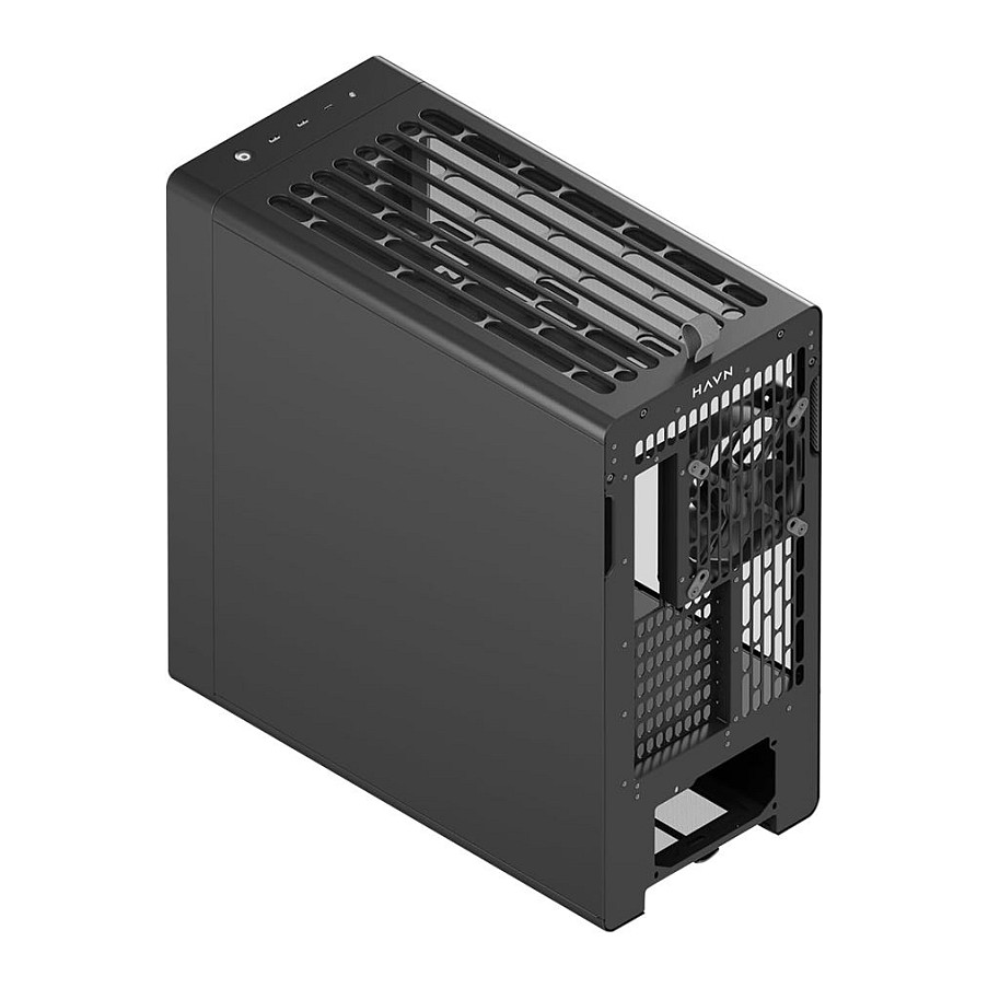 Kasë HAVN BF 360 / E-ATX Mid-Tower / 2xUSB Type-A + USB Type-C / Xham i Temperuar + Panel Mesh – Zezë thumbnail 6