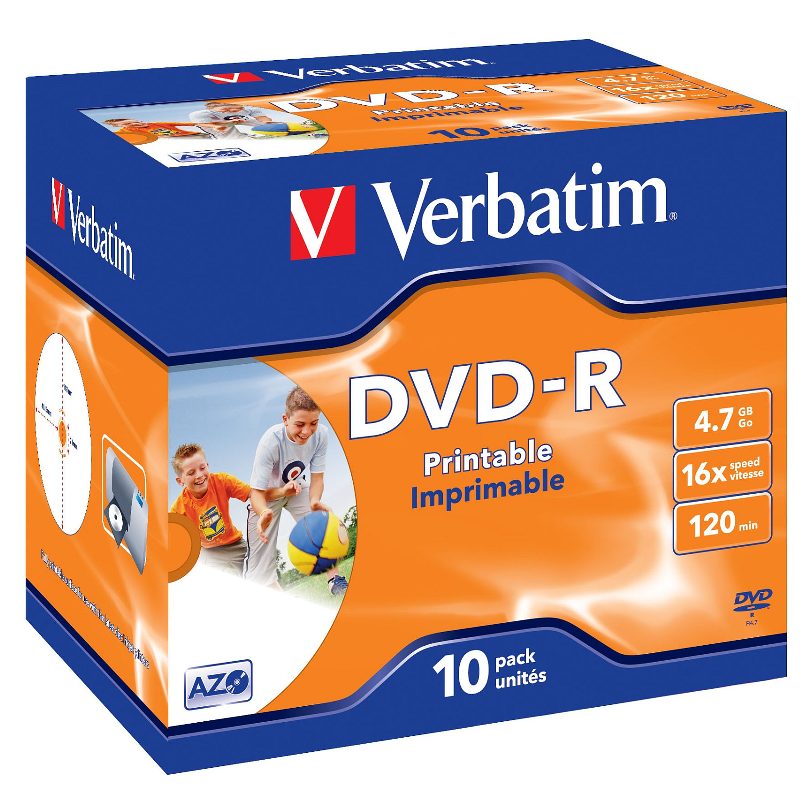 Disk DVD-R Verbatim 4.7GB 16x Wide Printable –10 Copë