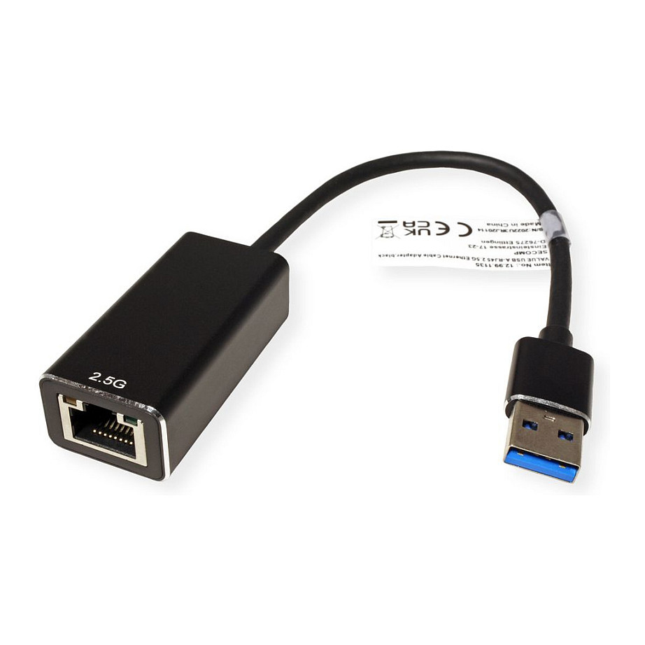 Adapter rrjeti VALUE 12.99.1135, USB 3.2 Gen 1 Type-A në RJ45, 2.5 Gbps, 15 cm - Zezë 2