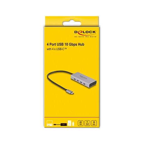 Hub USB DeLOCK 64235 / USB 10 Gbit/s / 4x USB-C / Power Delivery 85W / 0.3 m - Gri 3