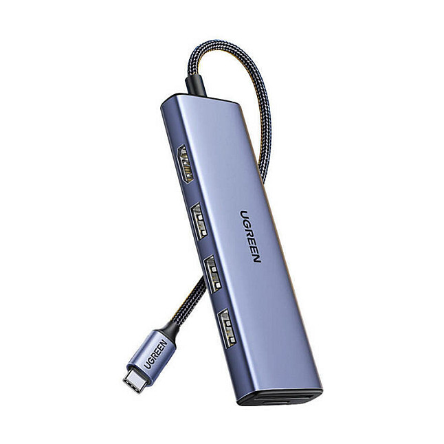 Hub USB-C UGREEN 20956A, 6-port, 3x USB-A 3.0, HDMI 4K 30Hz, SD/TF, 5Gbps - Argjend 2