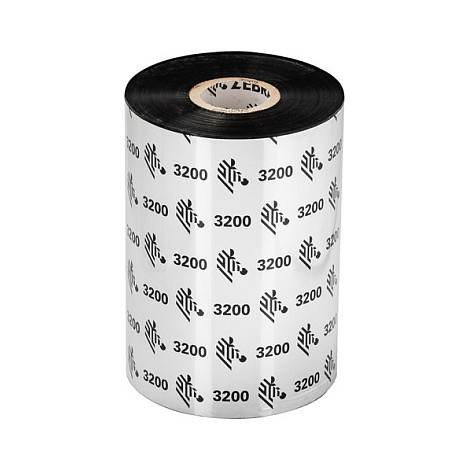 Shirit për printer etiketash Zebra 04800CT11007, rrëshirë, 110 mm × 74 m, 6 copë, për ZD420c dhe ZD420c-HC - Zezë 4