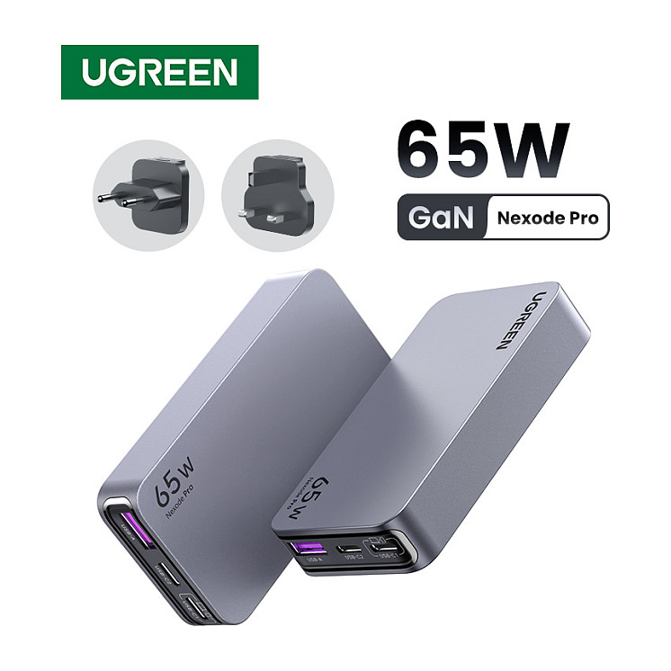 Adapter UGREEN Nexode Pro 65620 / 100W / 4x USB-C / USB-A / GaN / Smart Display / Touch Control - Gri 6