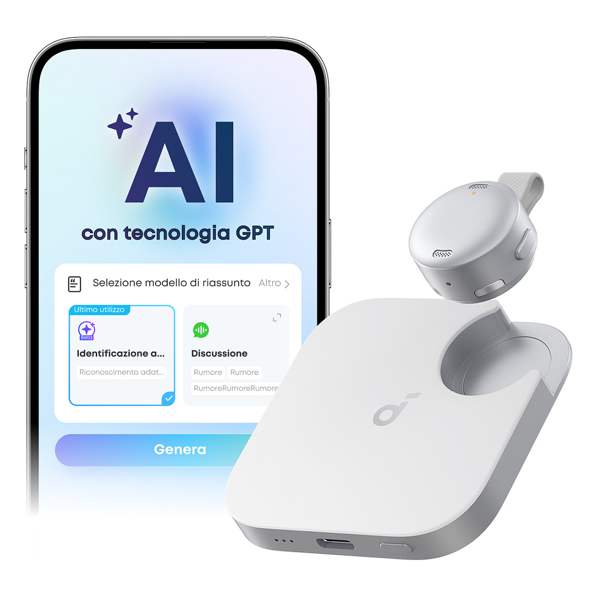Regjistrues Zëri Anker Soundcore Work D3200 / AI / Wireless / 32 Orë – Bardhë