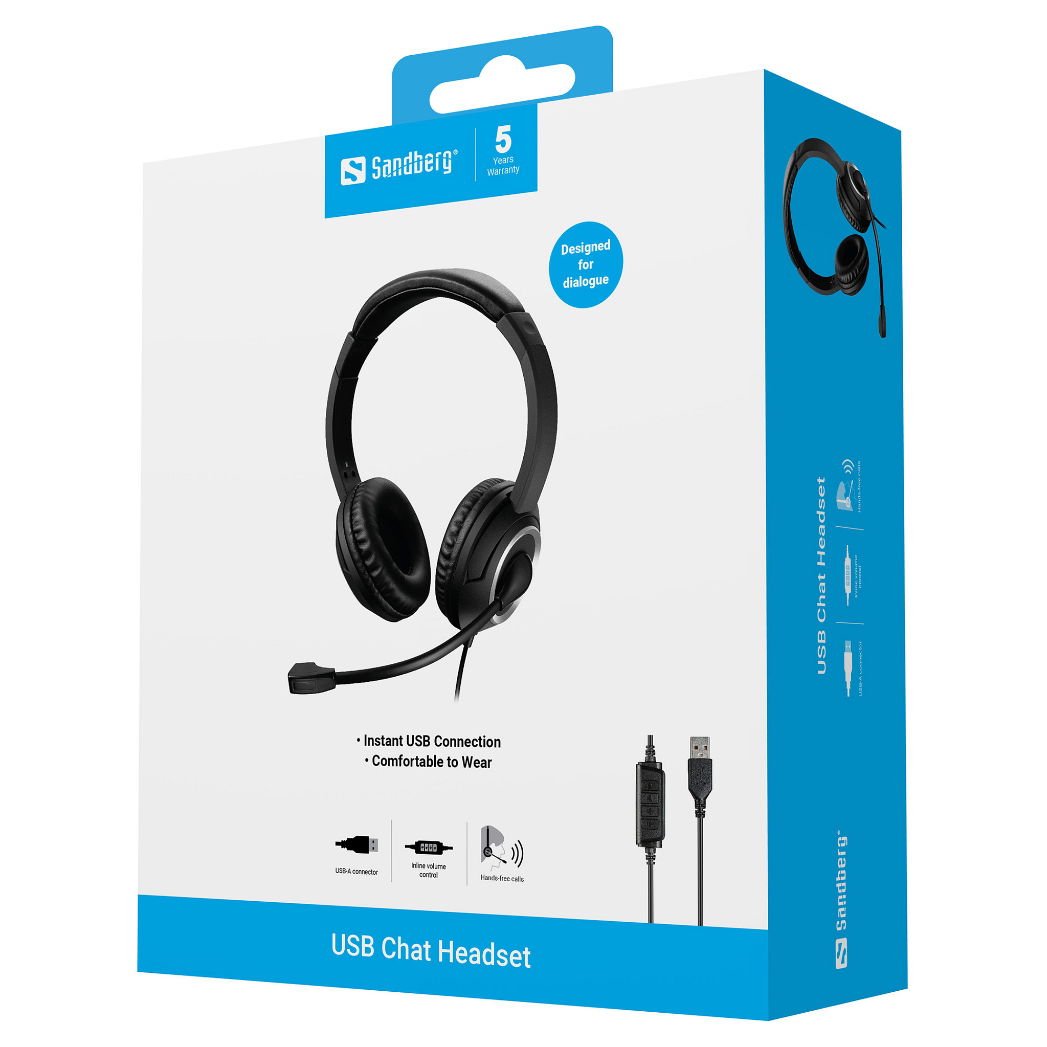 Kufje me kabllo Sandberg USB Chat Headset 126-16 / USB-A / 40mm / 20-20000Hz / Mikrofon / 1.8m - Zezë 5