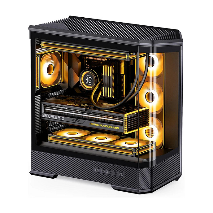 Jonsbo D400 ATX Mid Tower Black with Tempered Glass Side Panel and USB 3.2 Gen 2 Type-C, USB 3.2 Gen 1 Type-A