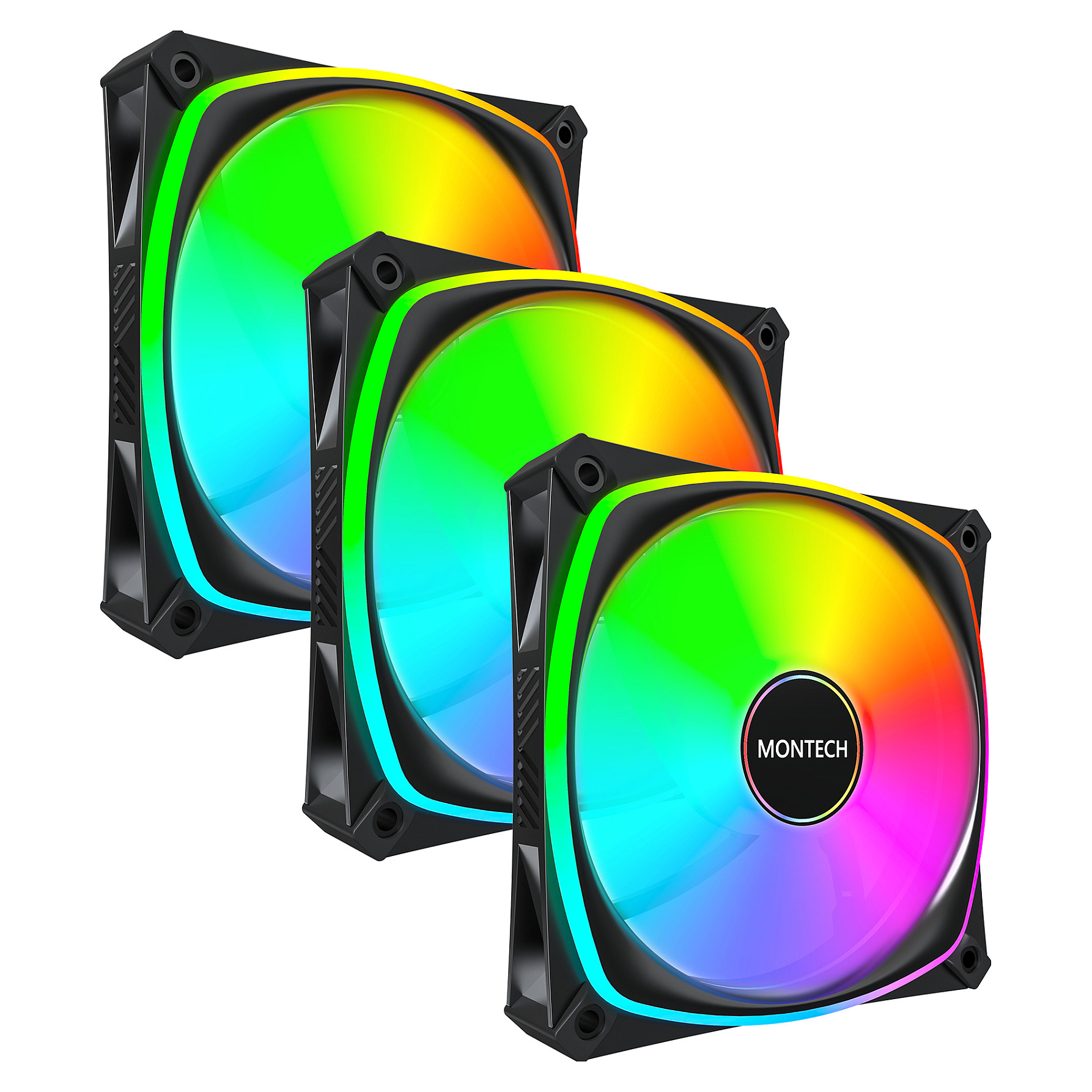 Montech Metal Pro 120mm White Addressable RGB PWM 76.2 CFM 3-Pack