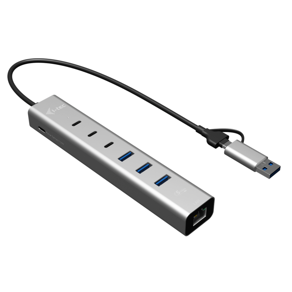 Hub USB-C/USB-A i-tec CAHUBMETAL6LANPD, 3× USB-C, 3× USB-A, Gigabit Ethernet, 85W PD - Argjend 3