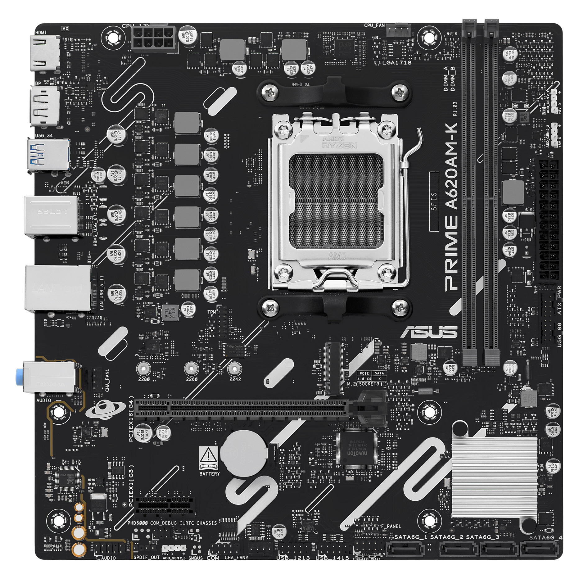 Pllakë Amë AMD AM5 ASUS PRIME A620AM-K / DDR5 / mATX / HDMI