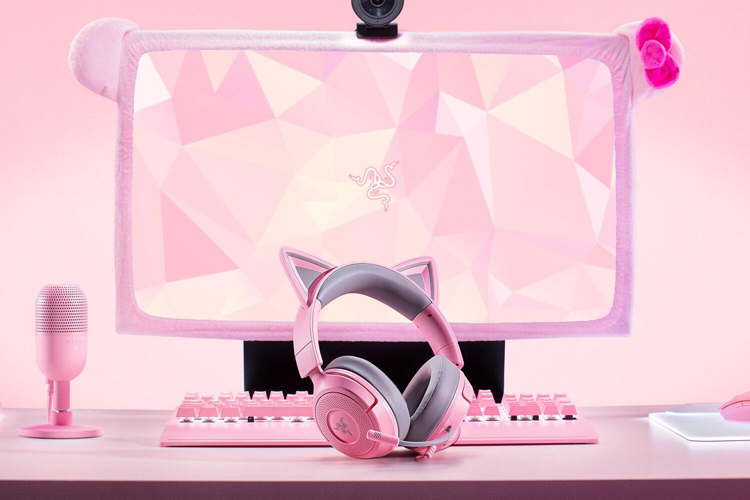 Kufje Gaming Razer Kraken Kitty V3 X / Wired / 3.5mm / TriForce 40mm / HyperClear Cardioid Mic / 7.1 Surround - Rozë 2