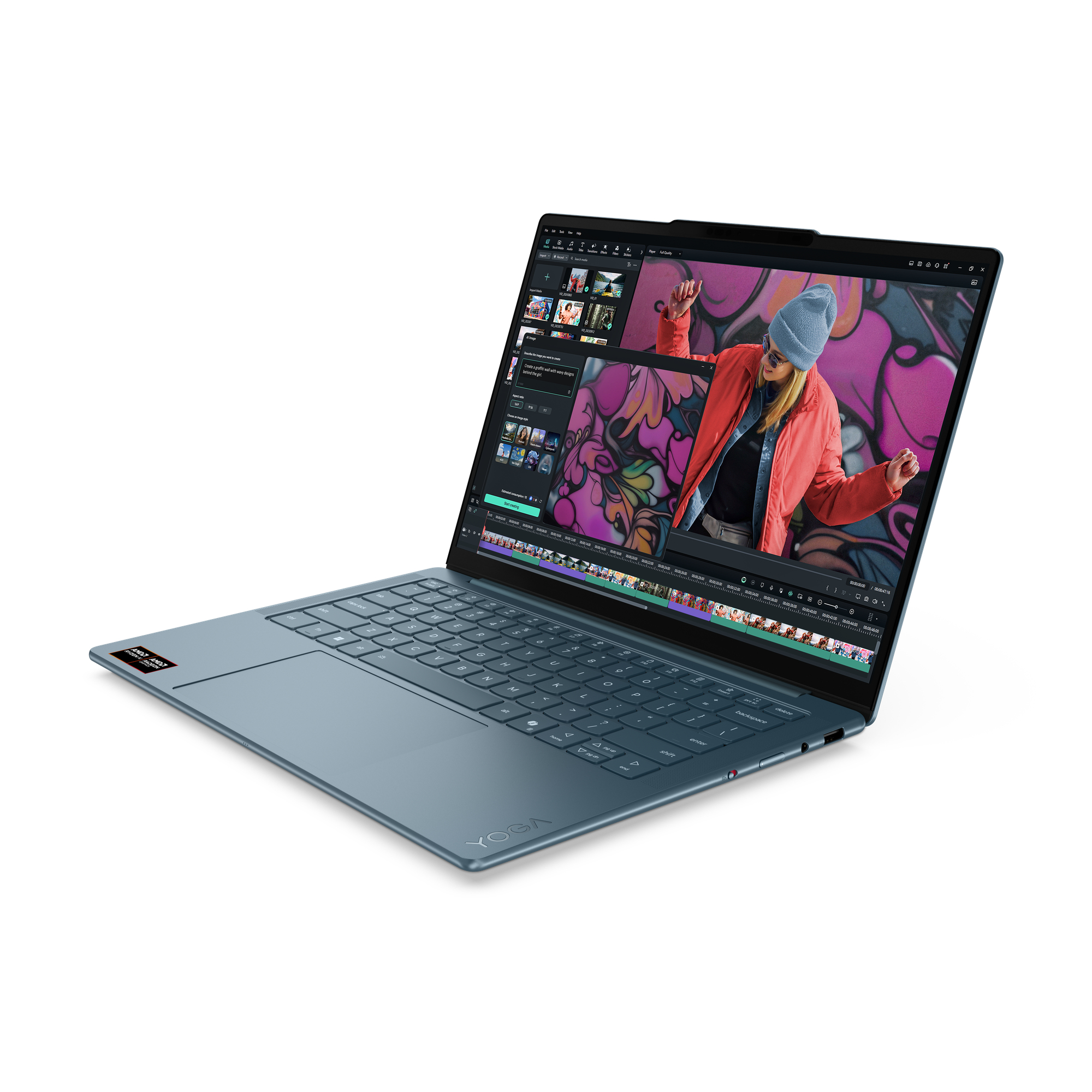 Laptop Lenovo Yoga Slim 7 14AKP10 / AMD Ryzen AI 7 345 / 32GB LPDDR5X / 1TB / 14" WUXGA OLED 60Hz / Radeon 840M - Teal 3