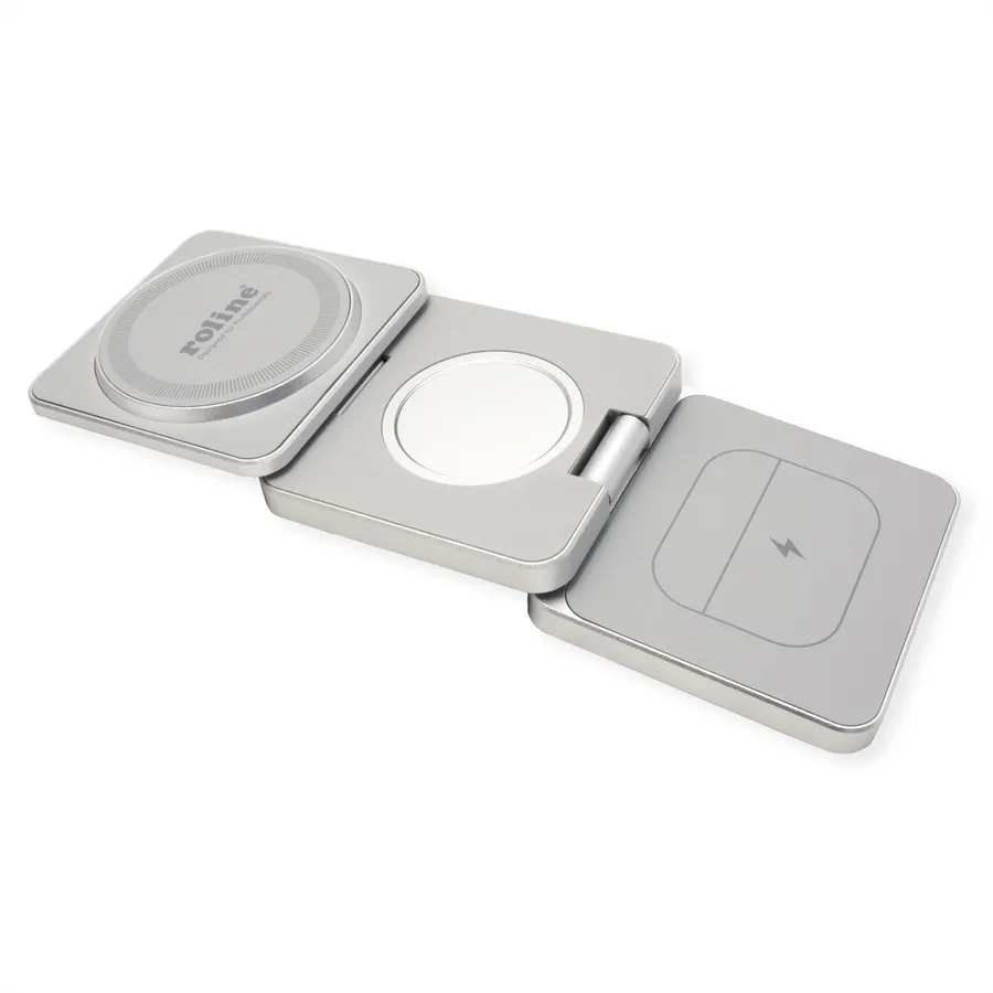 Karikues pa kabllo ROLINE 19.11.1007 / 3-in-1 / Qi / MagSafe / 15W / USB-C - Argjend 2