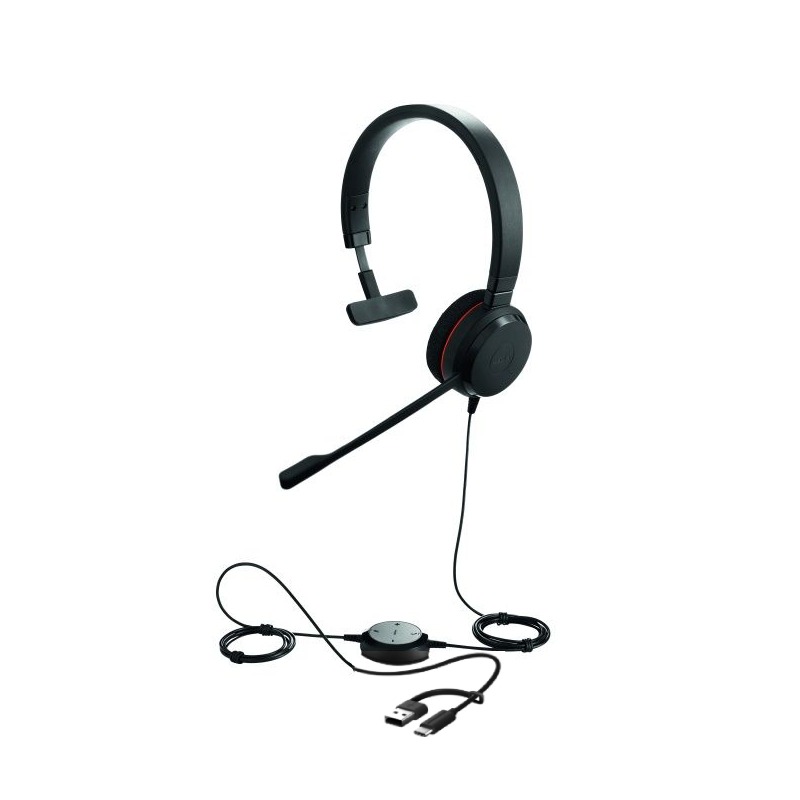 Kufje me kabllo Jabra Evolve 20 MS Mono Headset with USB-A/C adapters – Zezë 2