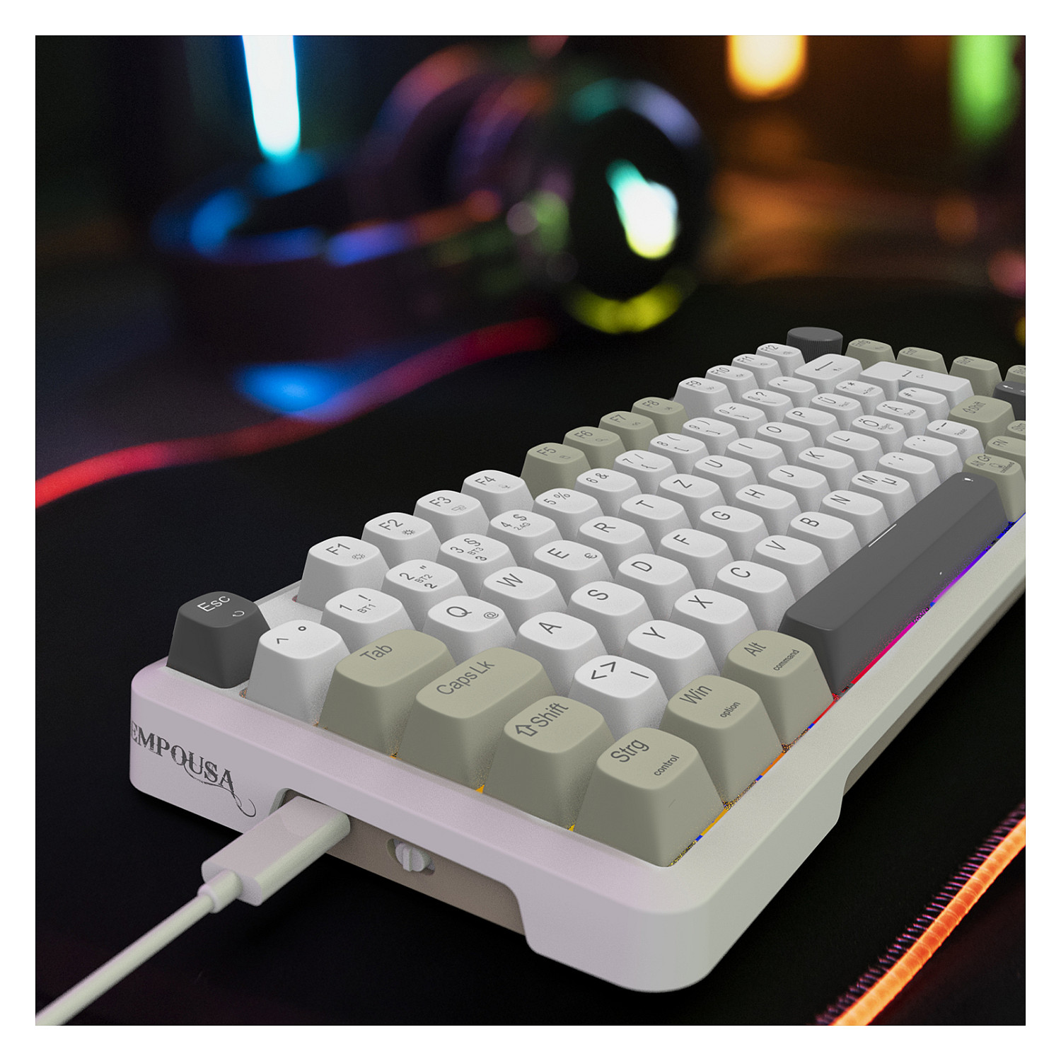 Tastierë Gaming Inca IKG-455 / Wired & Wireless / QWERTY / Mekanike / RGB LED / USB + RF Wireless + Bluetooth - Bardhë 5