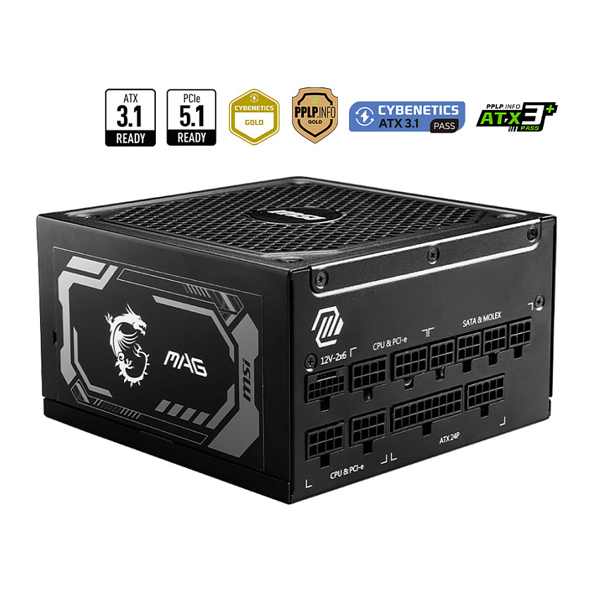 Furnizues Energjie 1250W MSI MAG A1250GL PCIE5 / 80+ Gold / ATX3.1