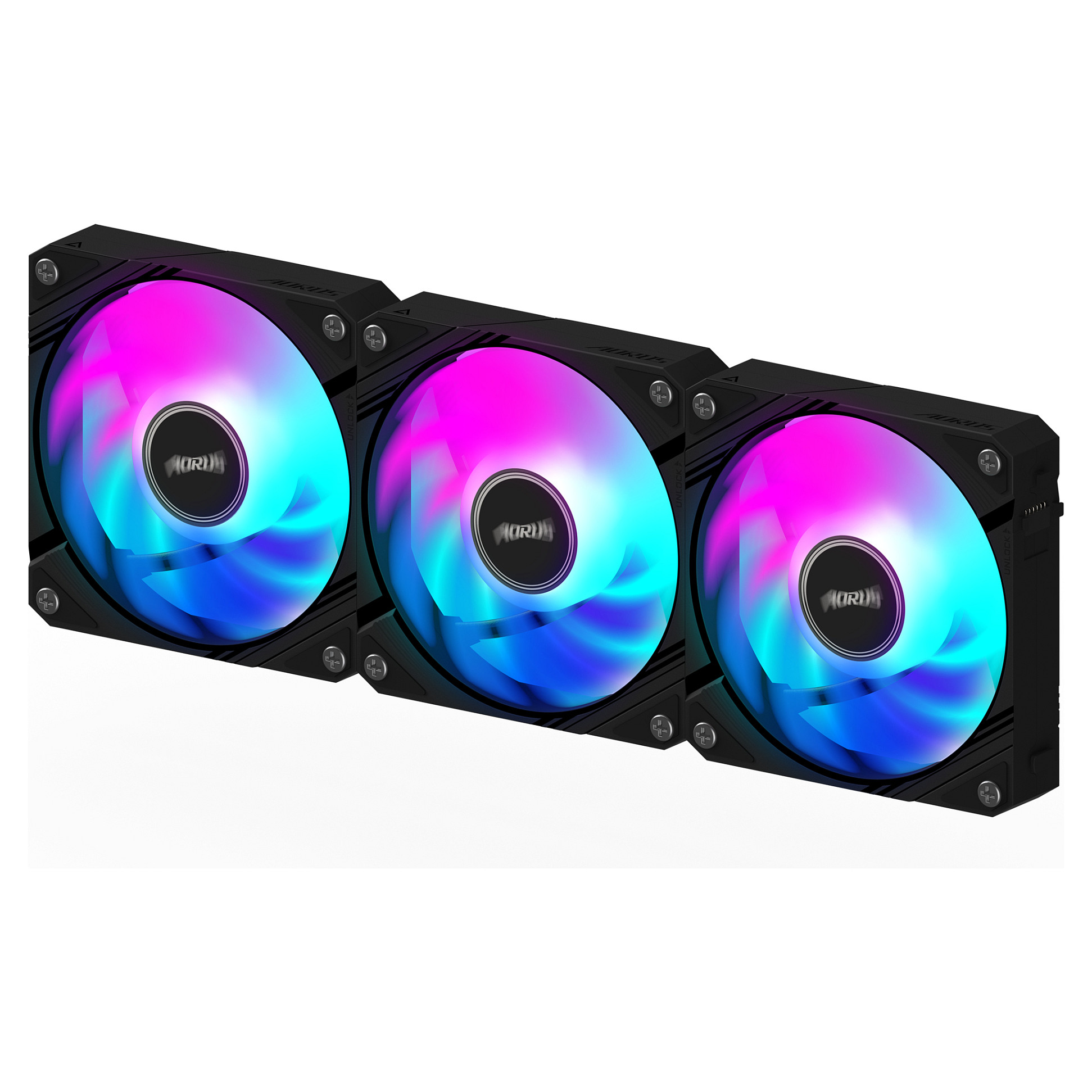 Ftohës për Kasë Gigabyte AORUS EZ CHAIN / 120mm / 600-2000 RPM / ARGB / PWM / 3-Pack – Zezë