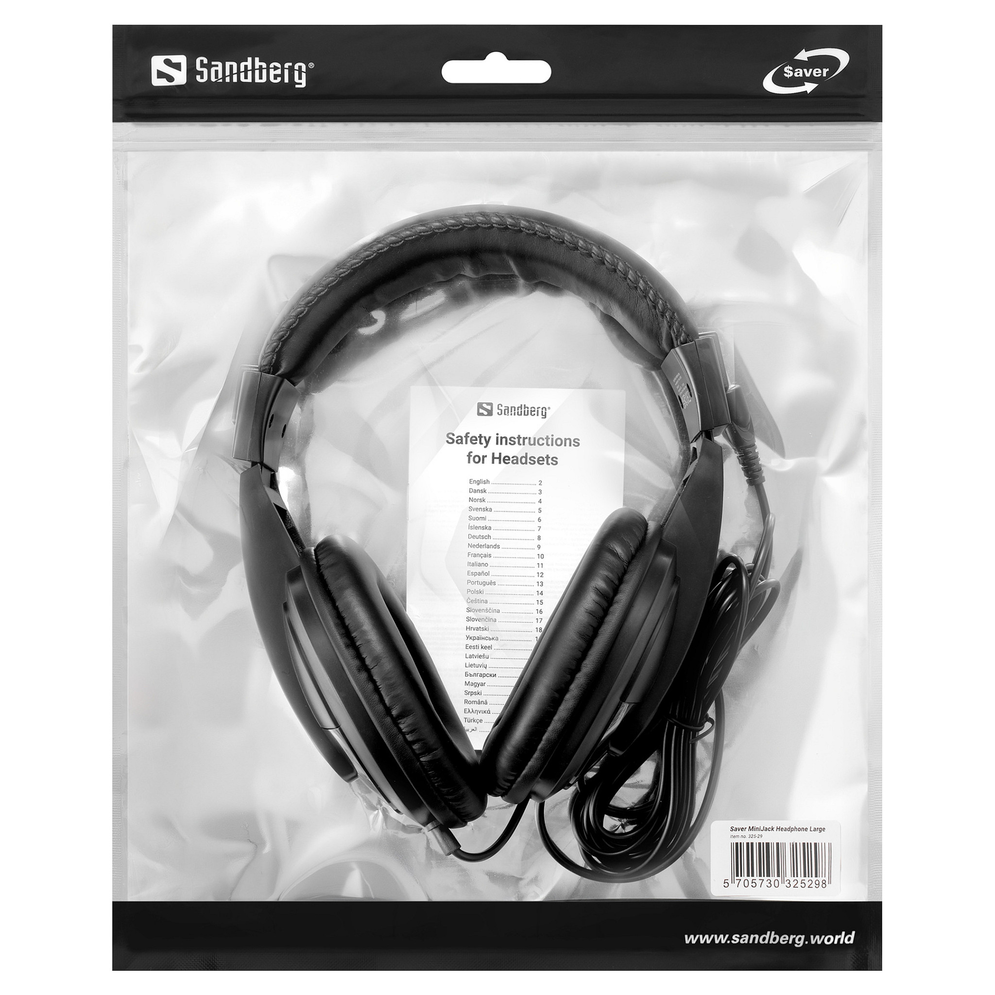 Kufje me kabllo Sandberg Saver MiniJack Headphone Large 325-29 / 3.5mm / 40mm / 20-20000Hz / 2.5m - Zezë 3