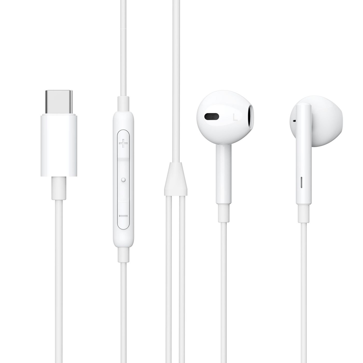 Kufje me kabllo eSTUFF ES652200 / USB-C / In-Ear / 12mm / Mikrofon / 1.2m - Bardhë
