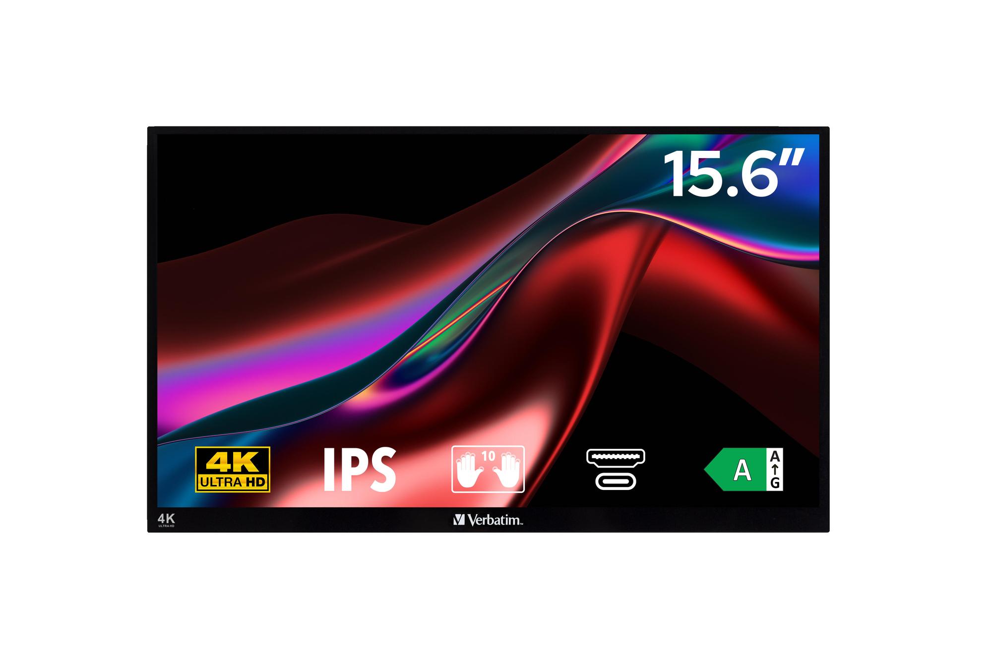Monitor Portativ Verbatim PMT-15 / 15.6" / 4K UHD IPS / 60Hz / 5ms / Mini HDMI+USB-C - Zezë