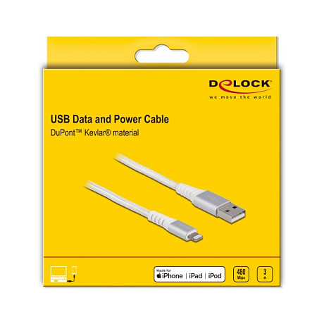 Kabllo USB DeLOCK 83003, USB-A në Lightning, 3m - Bardhë thumbnail 3