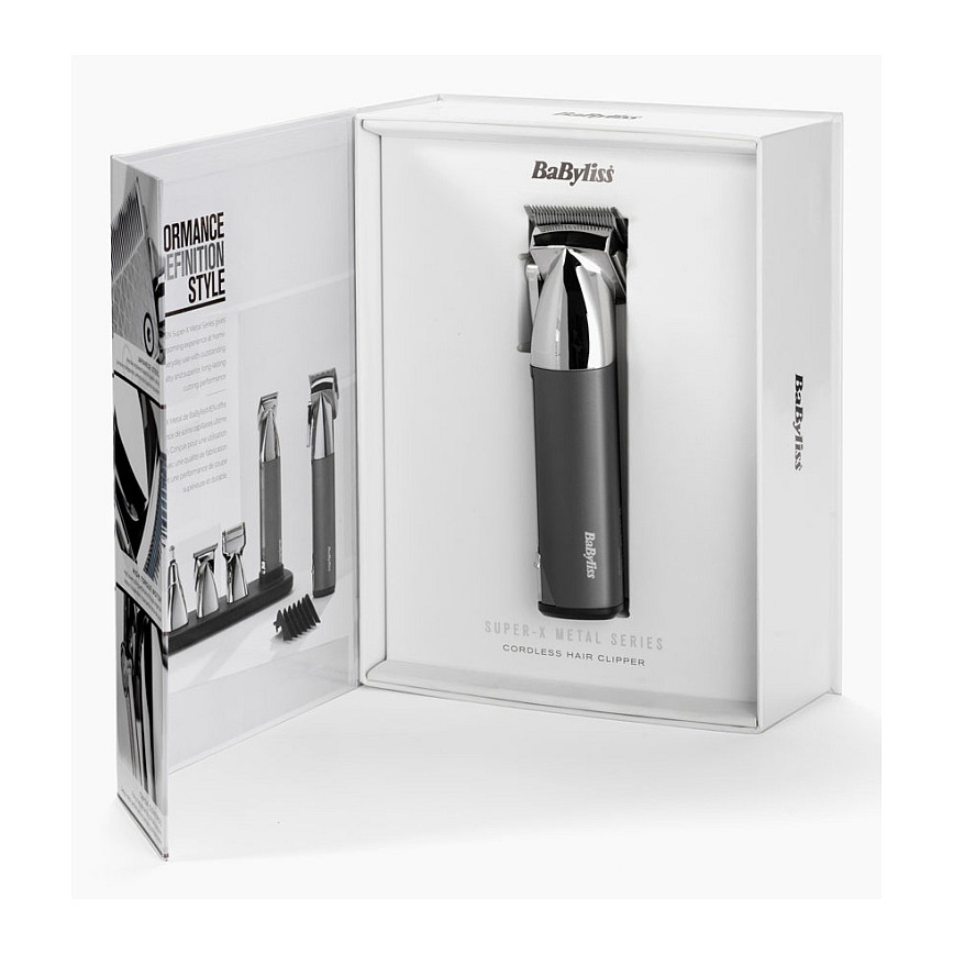 Makinë për Prerjen e Flokëve BaByliss Super-X Metal / E996E / Tehe Çeliku Japonez / 10 Krehra / 180 Minuta / Pa Kabllo – Gri 10