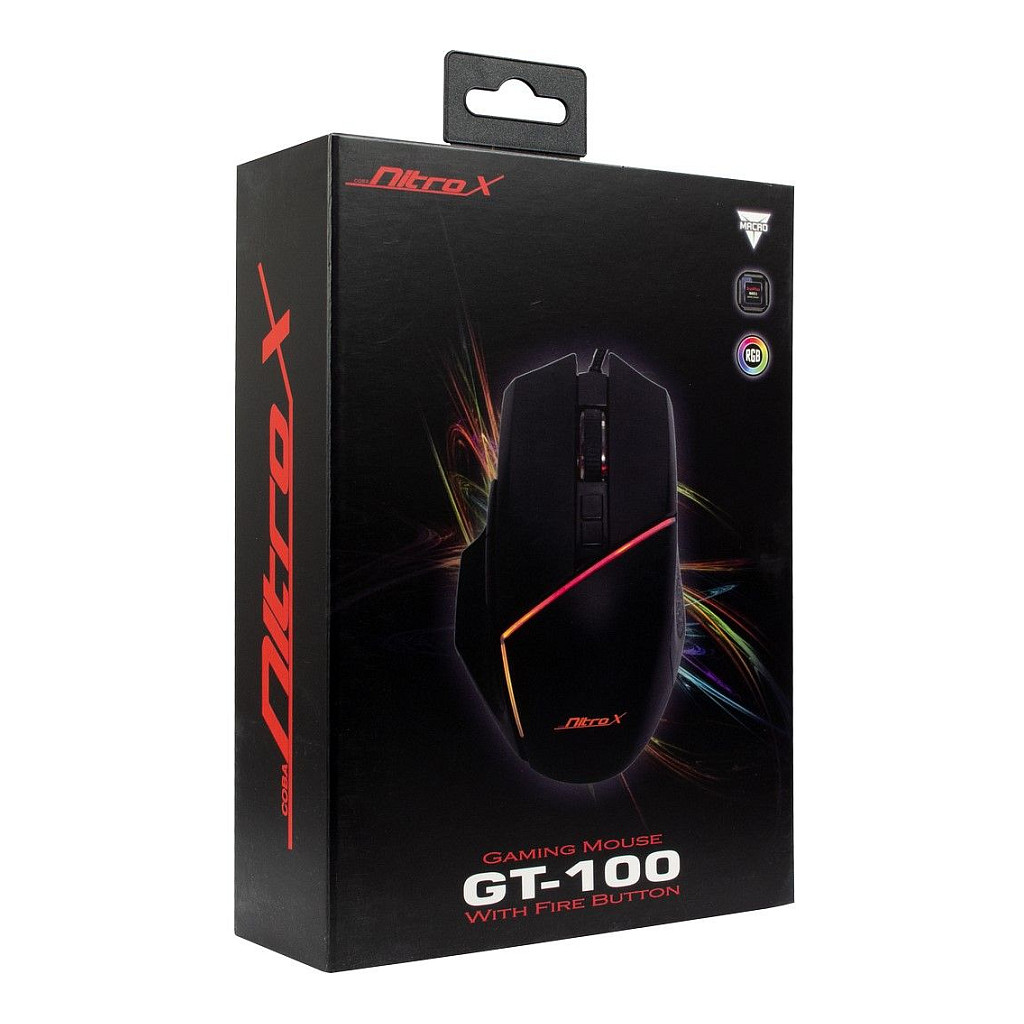 Maus Gaming me Kabllo Inter-Tech Nitrox GT-100 RGB / 200-6400 DPI / 7 Butona / 1000 Hz / USB 2.0 / 135 g – Zezë 7