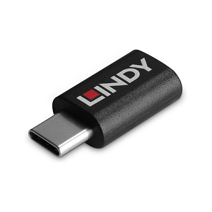 Adapter USB LINDY 71265, USB 3.2 Gen 1, USB-C Mashkull në USB-C Femër, Data Blocker, 100W - Zezë 5