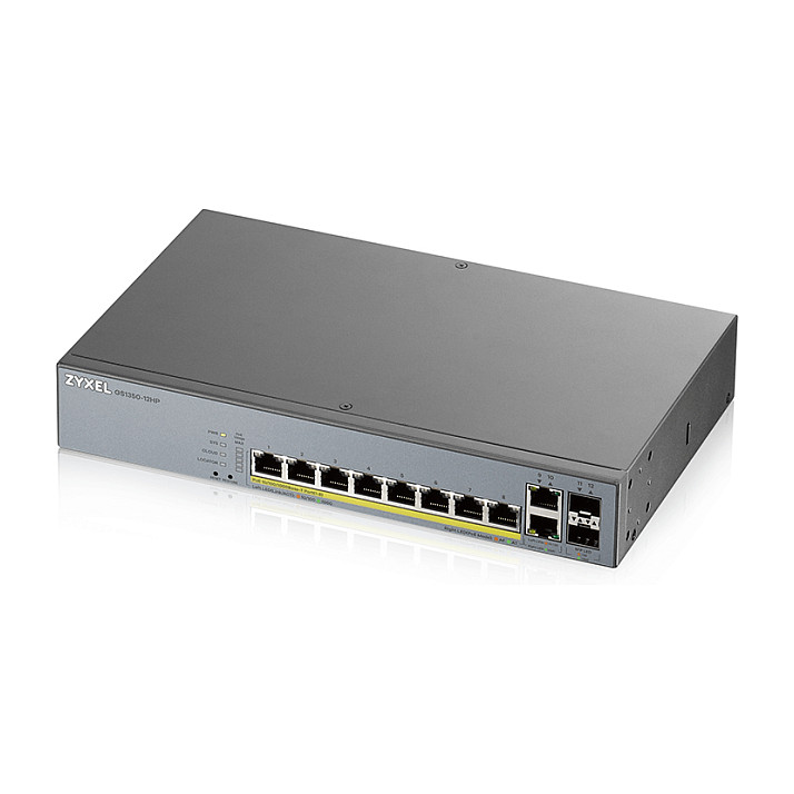 Zyxel GS1350-12HP Smart Managed PoE+ Switch | 8x Gigabit PoE+ | 2x Gigabit SFP Uplink | 130W PoE Budget thumbnail 3