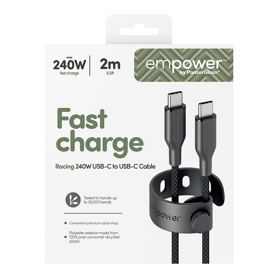 Kabllo empower by PanzerGlass Racing, EM32448, USB-C në USB-C, USB 2.0, 240W, 2 m - Zezë 3