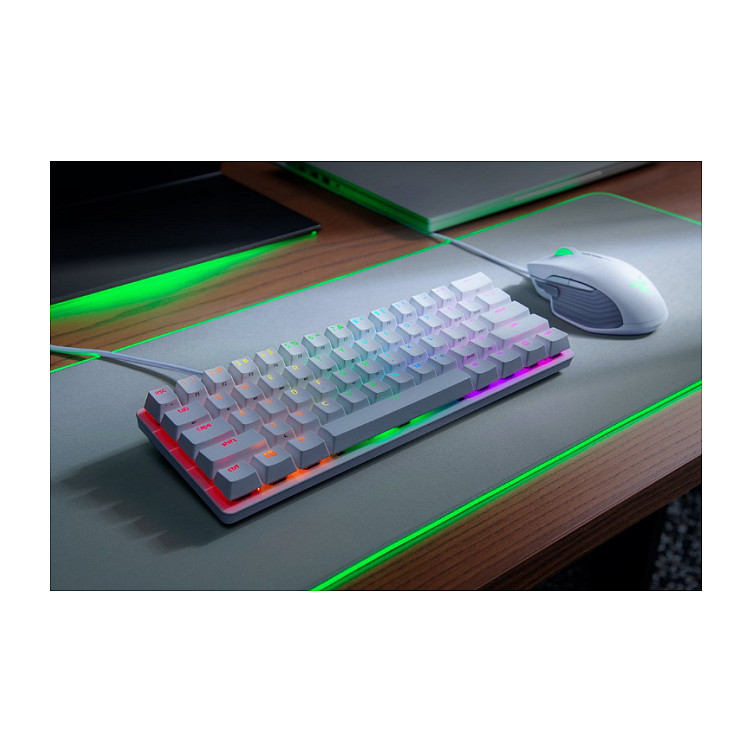 Tastierë Gaming Razer Huntsman Mini Mercury Edition / Red Switch / Wired / QWERTY / US Language – Bardhë thumbnail 2