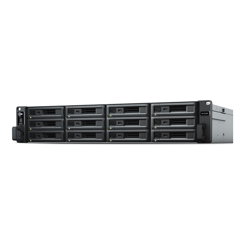 Synology RX1223RP 12-Bay Rack Expansion Unit – 2U, SATA HDD/SSD, Hot-Swap, Redundant PSU
