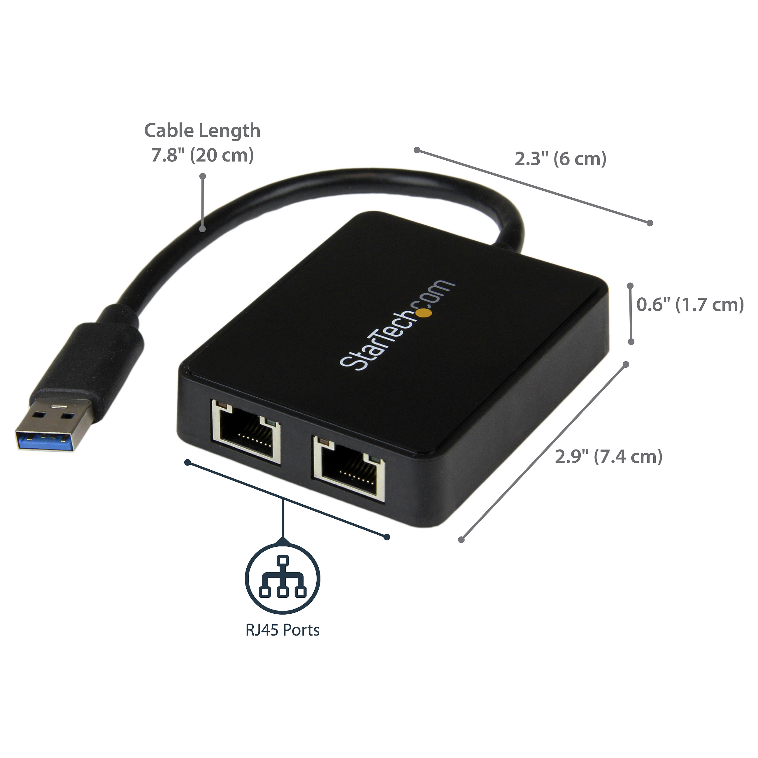 Adapter Rrjeti USB StarTech.com USB32000SPT, USB-A 3.0, 2x Gigabit LAN RJ45, 10/100/1000Mbps, 1x USB-A 3.0 Pass-Through, ASIX AX88179A + VIA VL817 - Zezë 8