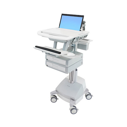 Karrocë për Laptop Ergotron StyleView SV44-1121-2, deri 17.3", 10kg, Rregullim Lartësie 51cm, Tabaka Tastiere, 2 Sirtarë, 4 Rrota - Hiri/Bardhë
