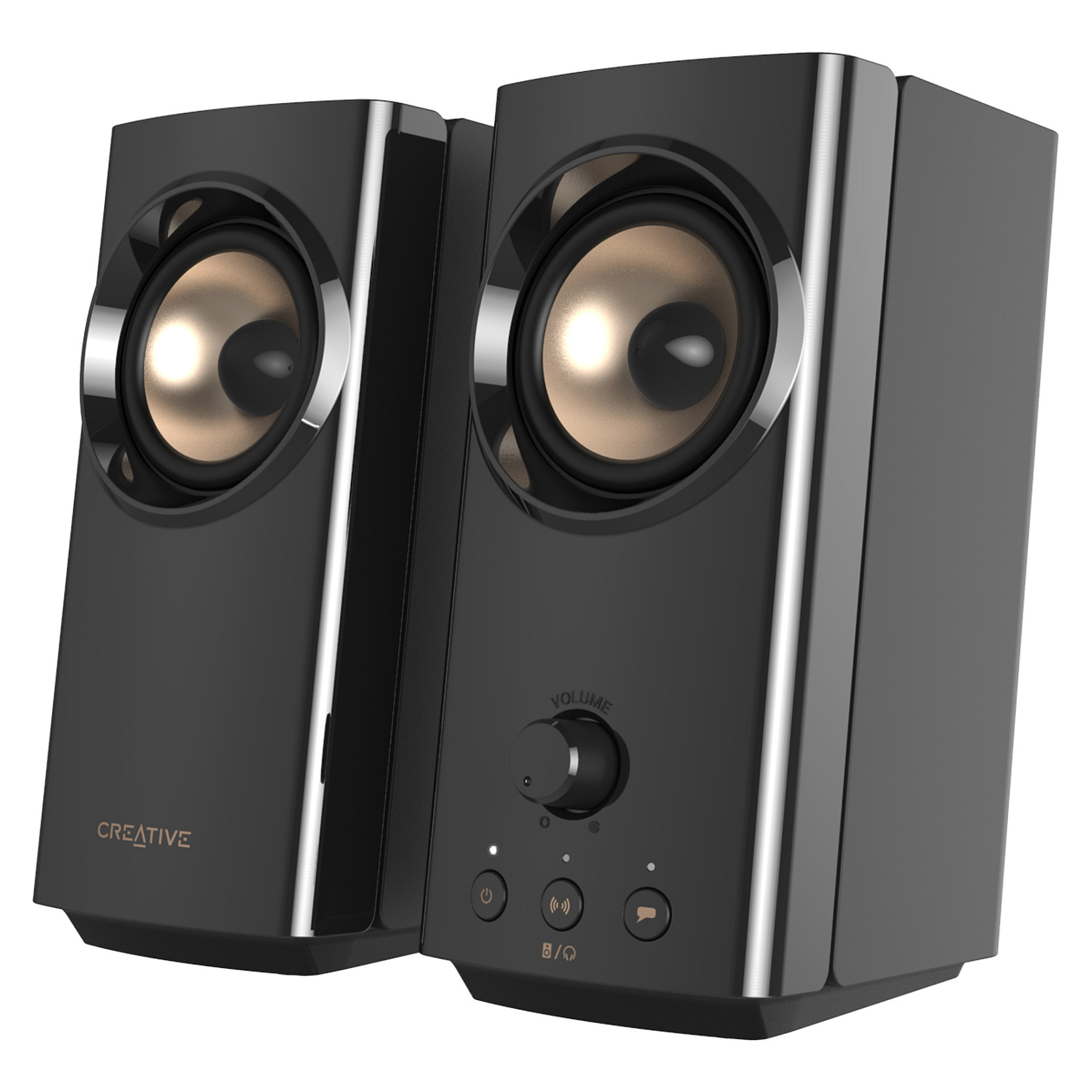 Altoparlantë Creative Labs T60, 2.0, 30W RMS, 60W Peak, Bluetooth 5.0, USB-C, AUX, Mic-in, Headset-out - Zezë