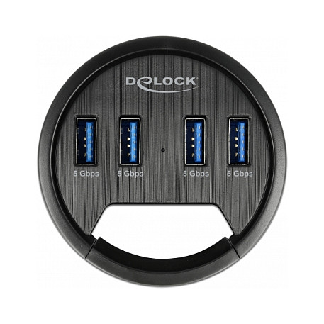 Hub USB DeLOCK 64153 / USB 3.2 Gen 1 / 4x USB-A / 5 Gbit/s / Montim në Tavolinë / 1.5 m - Zezë 3