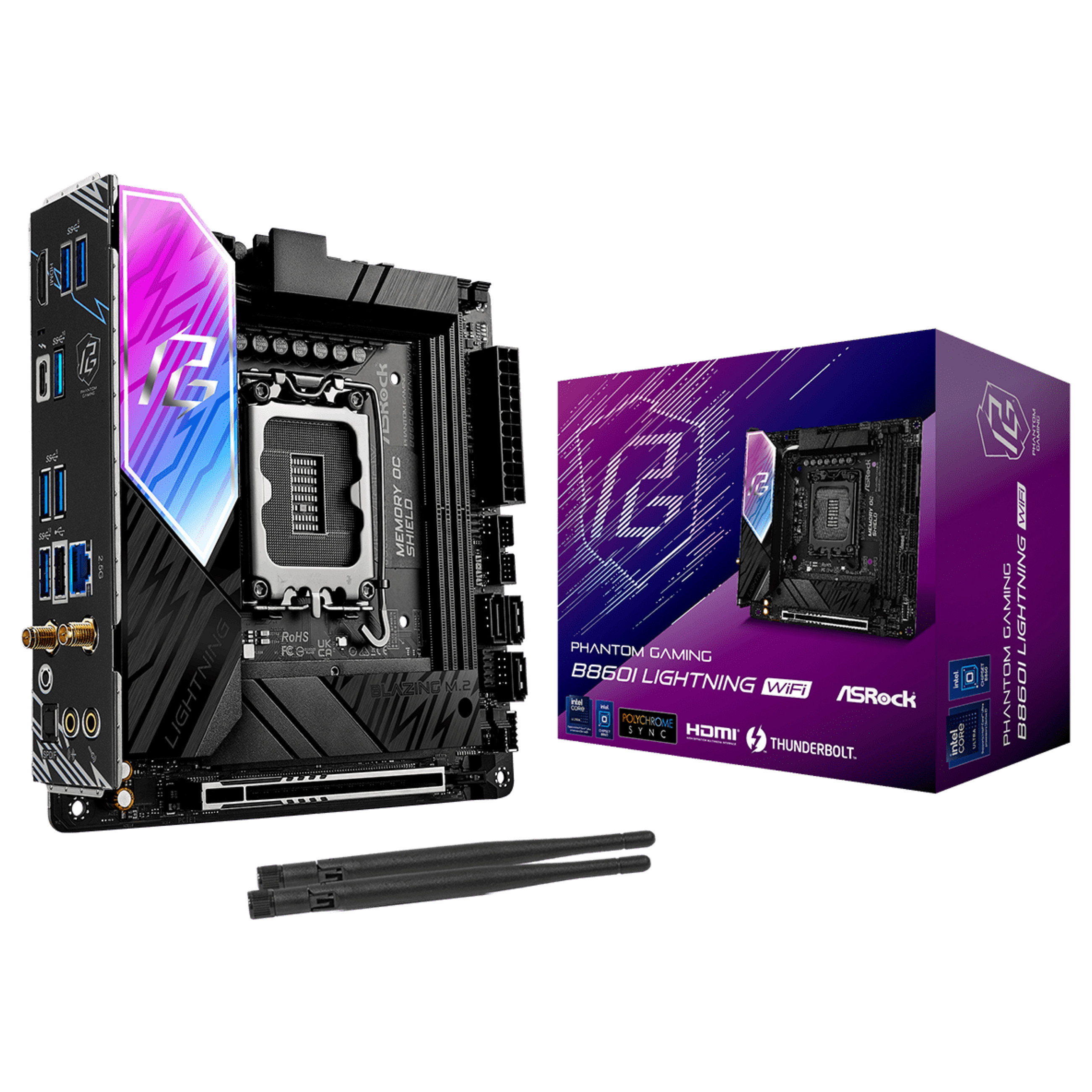 Pllakë Amë ASRock / B860I Lightning WiFi / 1851 / mITX / HDMI-USB-C / DDR5