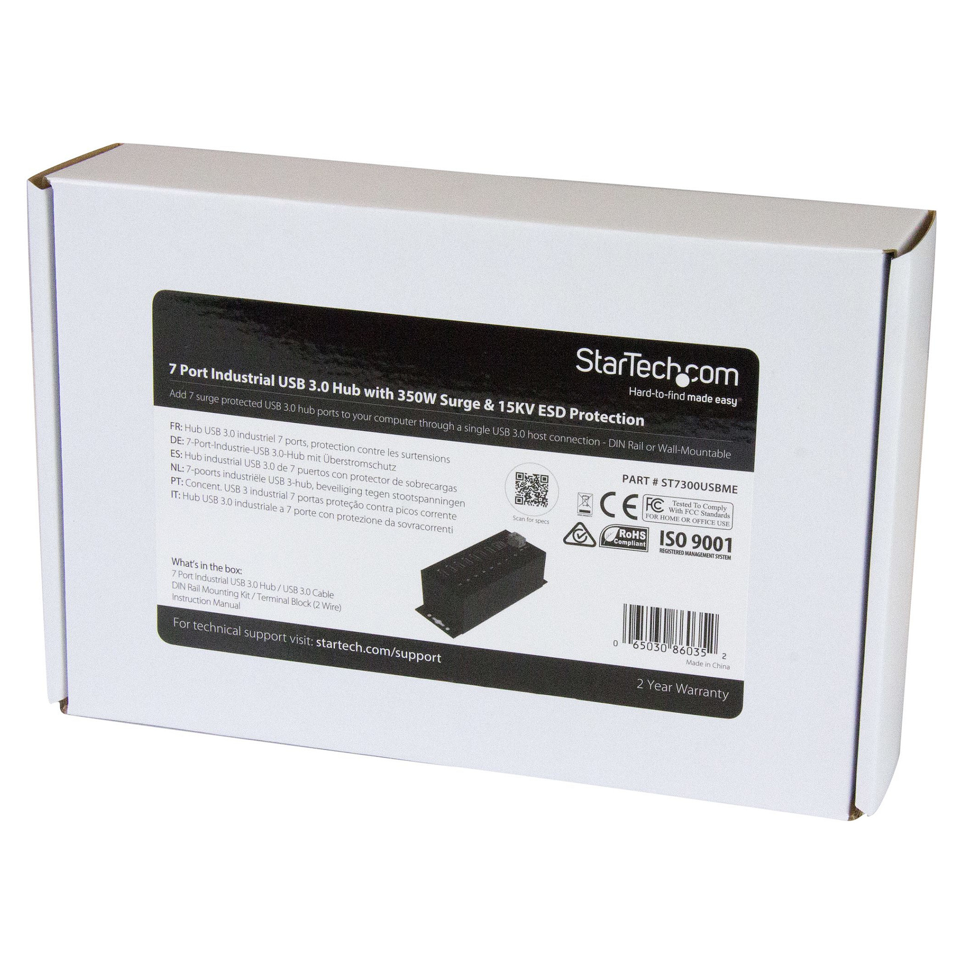 Hub USB Industrial StarTech HB30A7AME, 7x USB-A 3.2 Gen 1, 5Gbps, DIN Rail, ESD, Mbrojtje nga Mbitensioni - Zezë 5