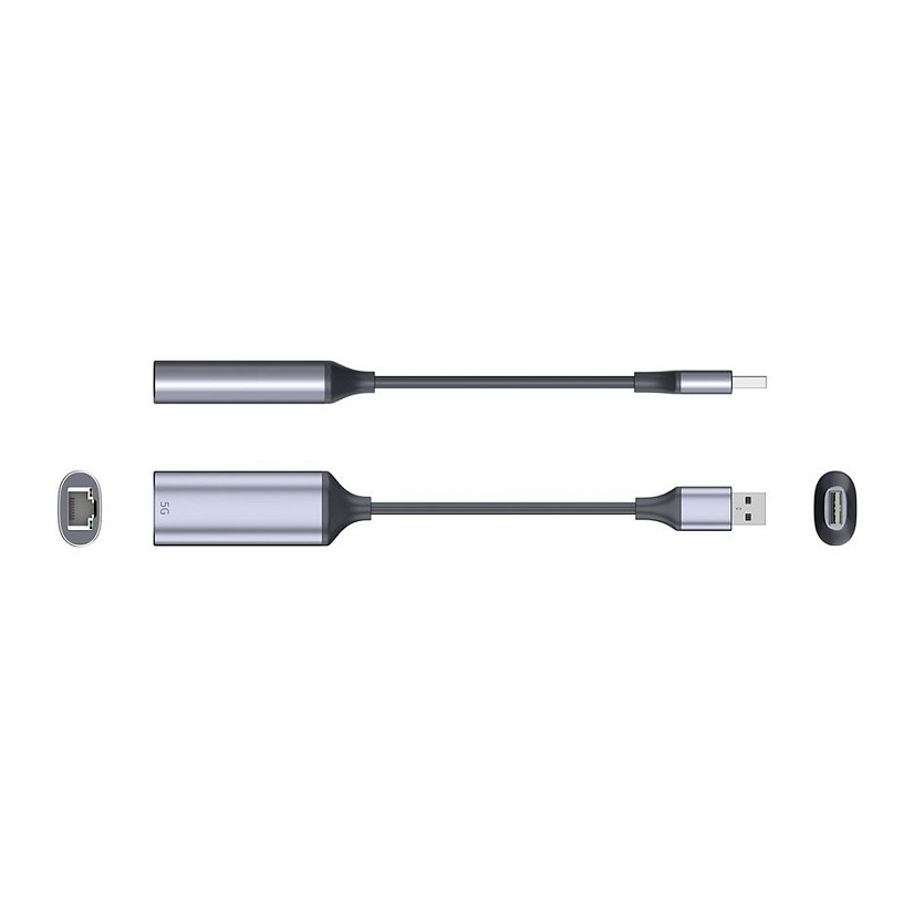 Adapter VALUE 12.99.1127, USB 3.2 Gen 1, USB-A Mashkull në RJ45 Femër, 5Gbps, 13cm - Zezë/Argjend 2