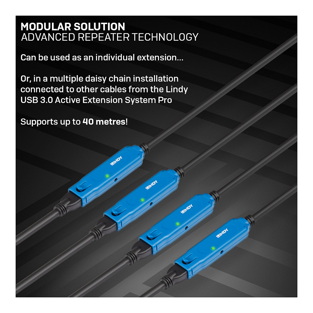 Kabllo USB LINDY 43157, USB 3.0, USB-A Mashkull në USB-A Femër, 5Gbps, 10m, Zgjatuese Aktive - Zezë 6