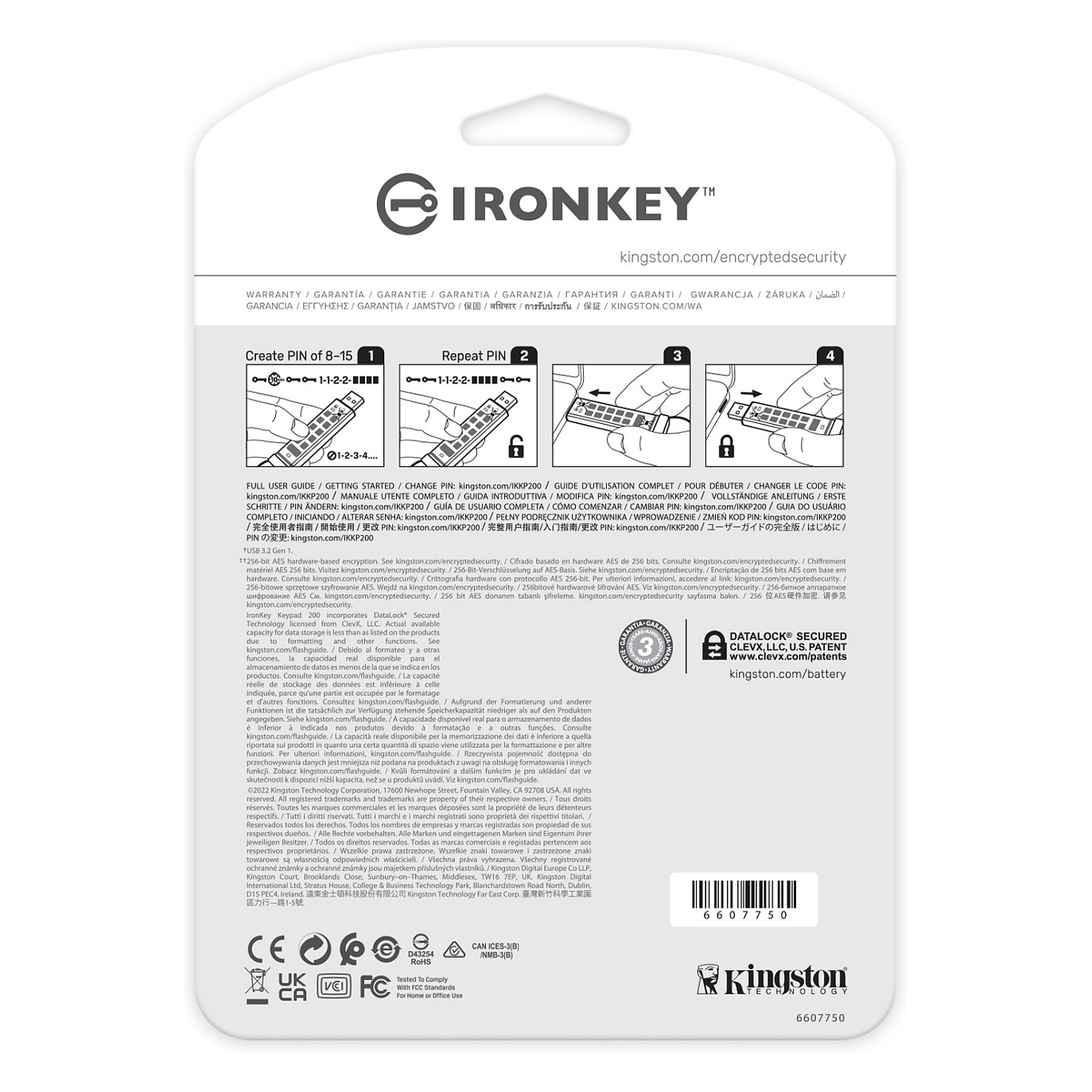 USB Flash Drive / Kingston / IronKey Keypad 200 / 128GB / Blu thumbnail 4