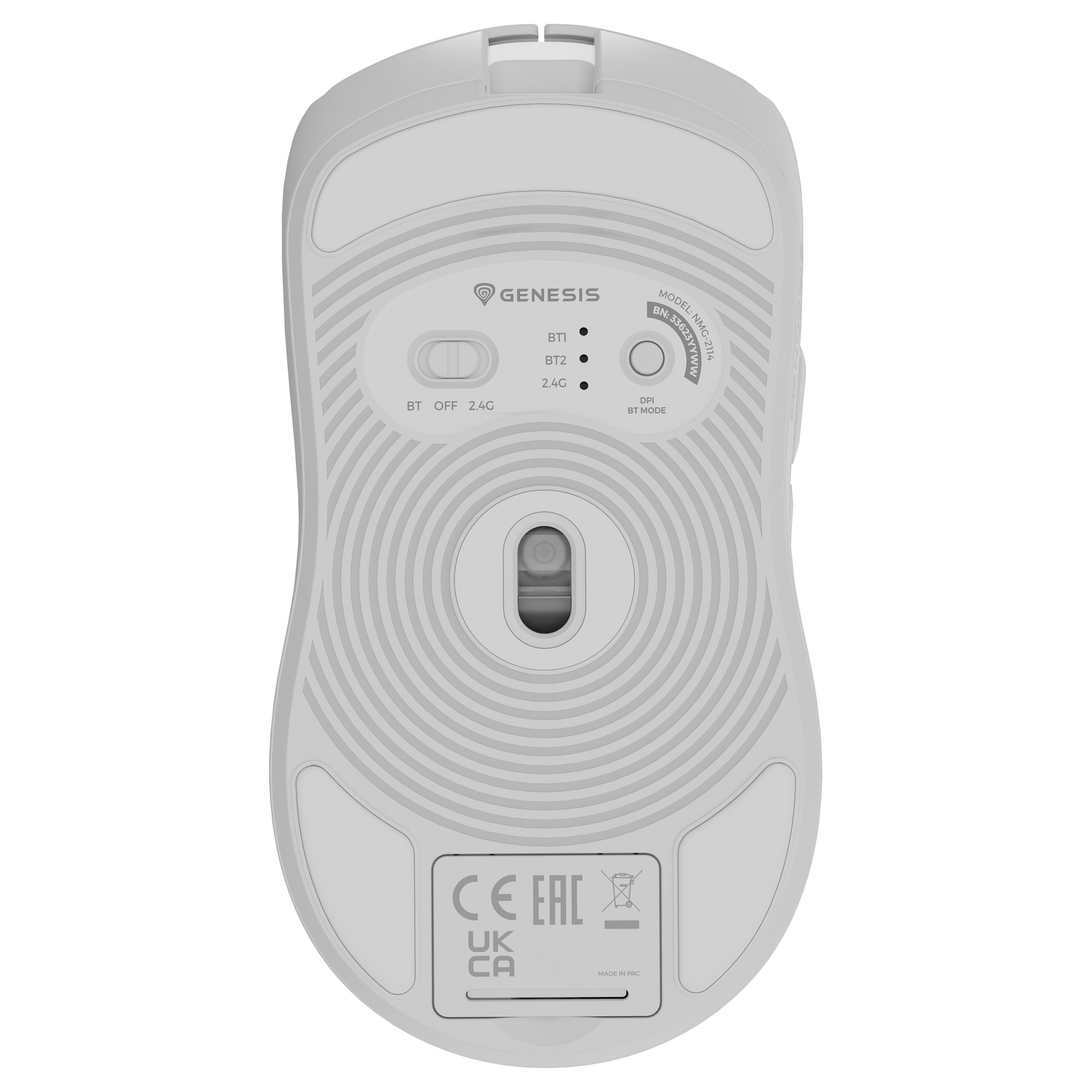 Maus Gaming Genesis Zircon 500 / Wireless / PMW3325 / 10.000 DPI / 2.4 GHz + Bluetooth - Bardhë 8
