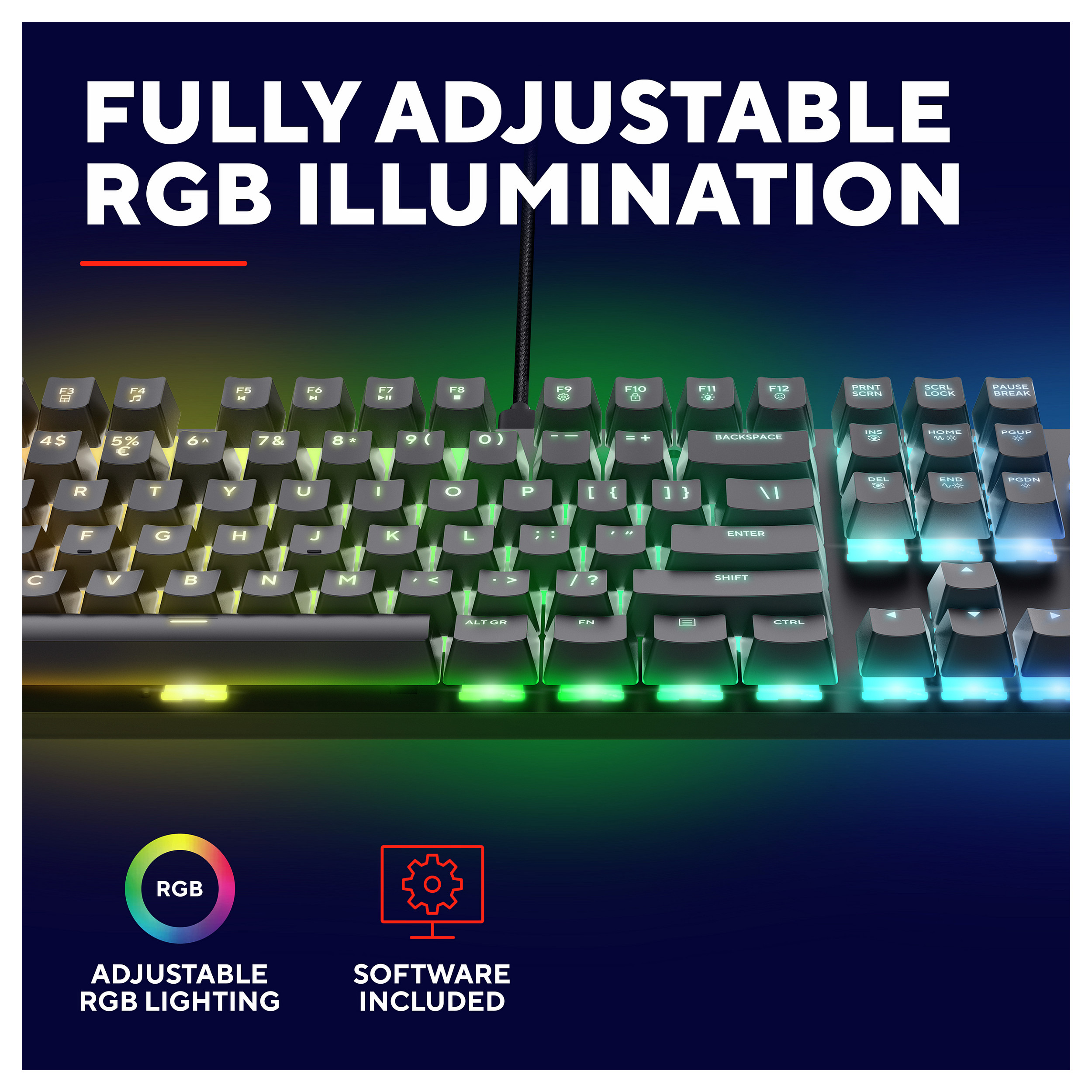 Tastierë Gaming Trust GXT 871 Zora / Full-Size / Mekanike / Huano Linear / N-Key Rollover / Anti-Ghosting / RGB / QWERTZ Gjerman / USB-C - Zezë 9