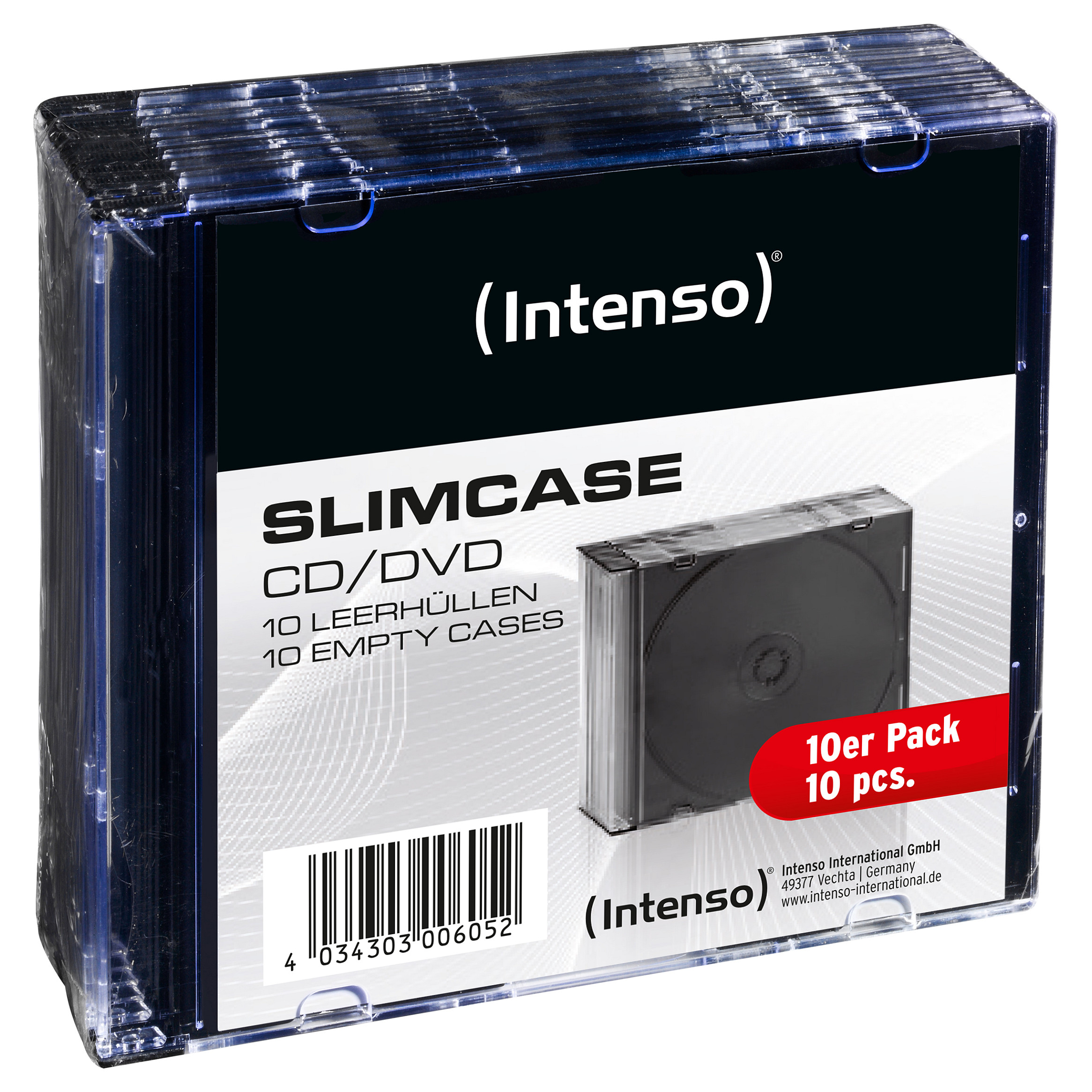 Slim Case për CD, DVD, Blu-ray Intenso, 10 Copë, Transparent