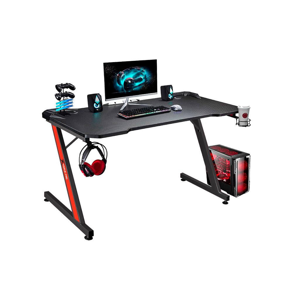 Tavolinë Gaming XTRIKE ME DK-02 / 110x60x74cm / Mbajtëse për Kufje / Mbajtëse për Gotë – Zezë