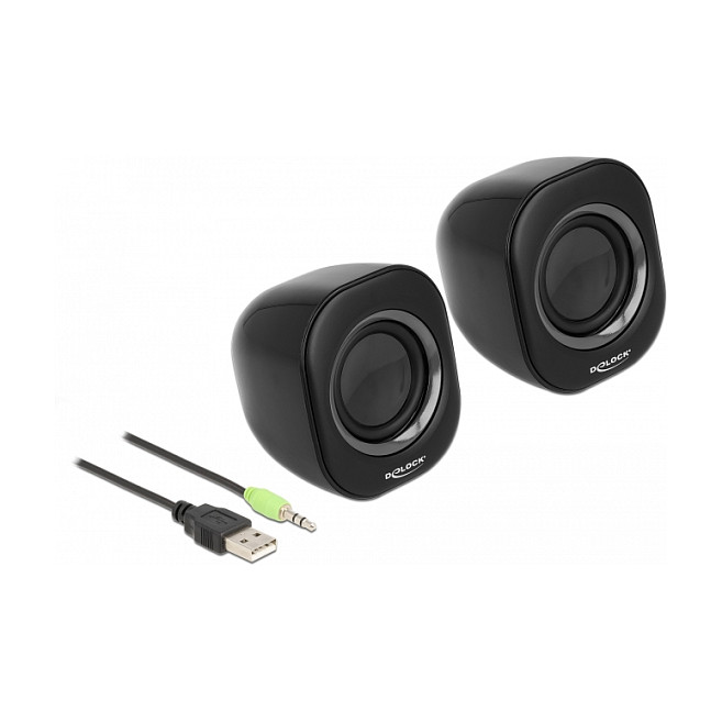 Altoparlantë për PC DeLOCK Stereo 2.0, 3W RMS, Jack 3.5 mm, USB – Zezë 5